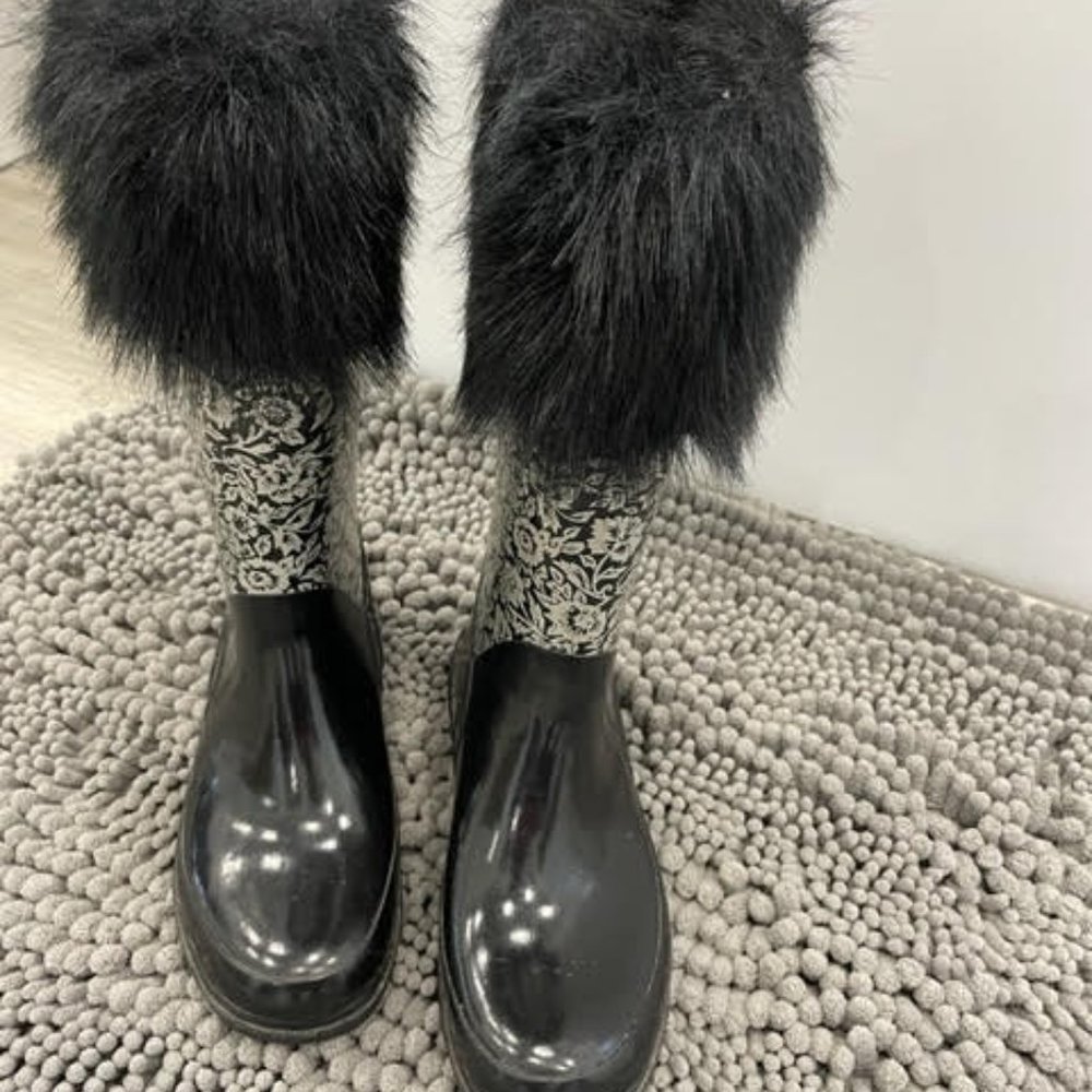 ๐2XHP๐ NEW WOT CHOOKA VEGAN FUR ACCENT Waterproof Rain Boots - Picture 5 of 5